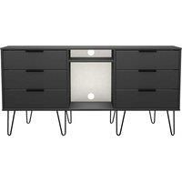Hirato Ready Assembled 6 Drawer TV Unit Graphite With Black Metal Hairpin Legs