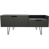 Hirato Ready Assembled TV Unit Graphite With Black Metal Hairpin Legs