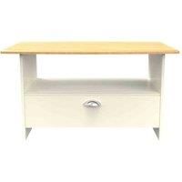 Ready Assembled Tilly Lamp Table With Drawer Cream Ash/Oak