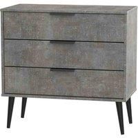 Ready Assembled Hirato 3 Drawer Chest - Pewter