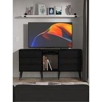 Hirato Ready Assembled 1 Drawer Large Bedside Cabinet Vintage Oak Black Wood Legs