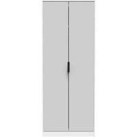Ready Assembled Hirato Tall Plain Wardrobe - Grey Matt and White