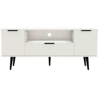 Ready Assembled Hirato Wide TV Unit White With Black Wood Legs