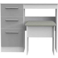 Ready Assembled Indices 2 Piece Set - Vanity and Stool - Grey Gloss and White