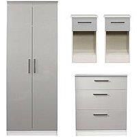 Swift Montreal Gloss 4Piece Ready Assembled Package &Ndash; 2Door Wardrobe, 3Drawer Chest And 2 Bedside Chests