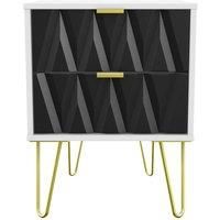 Welcome Furniture Ready Assembled Copenhagen Two Drawer Bedside Cabinet Black and White