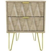 Copenhagen Ready Assembled Two Drawer Bedside Cabinet Oak Effect