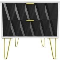 Copenhagen Ready Assembled Two Drawer Large Bedside Cabinet Black and White