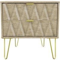 Copenhagen Ready Assembled Two Drawer Large Bedside Cabinet Bardolino Light Oak Effect