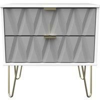 Copenhagen Ready Assembled Two Drawer Large Bedside Cabinet Shadow