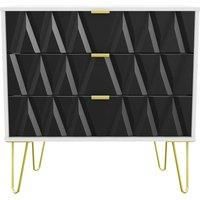 Copenhagen Ready Assembled Three Drawer Chest Black and White
