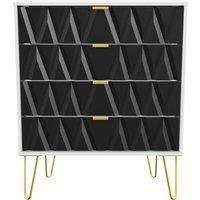Copenhagen Ready Assembled Four Drawer Chest Black and White