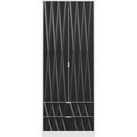 Copenhagen Ready Assembled Two Door Two Drawer Wardrobe Black