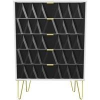 Copenhagen Ready Assembled Five Drawer Chest Black