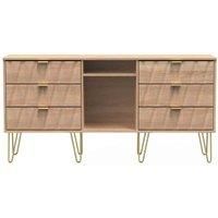 Ready Assembled Copenhagagen 6 Drawer Tv Unit With Legs - Bardolino Oak