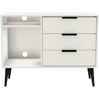 Hirato Ready Assembled 3 Drawer TV Unit White Black Wood Legs