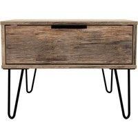 Hirato Ready Assembled Large Bedside Cabinet Vintage Oak With Black Metal Hairpin Legs