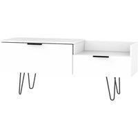 Ready Assembled Hirato TV Unit White With Black Metal Legs