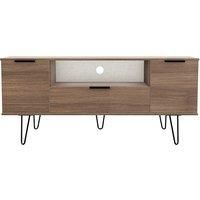 Hirato Ready Assembled Wide TV Unit Carini Walnut With Black Metal Hairpin Legs
