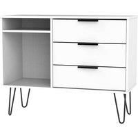 Hirato Ready Assembled 3 Drawer TV Unit White Black Metal Hairpin Legs