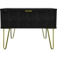 Hirato Ready Assembled 1 Drawer Large Bedside Cabinet Black Gold Metal Hairpin Legs