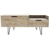 Ready Assembled Hirato TV Unit Nebraska Oak With Black Metal Hairpin Legs