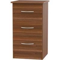 Welcome Furniture Ready Assembled Coventry 3 Drawer Bed Cabinet Noche Walnut