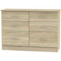 Ready Assembled Coventry 6 Drawer Wide Chest Bardolino Light Oak