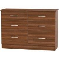Ready Assembled Coventry 6 Drawer Wide Chest Noche Walnut