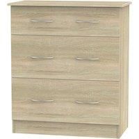 Ready Assembled Coventry 3 Drawer Deep Chest Bardolino Light Oak