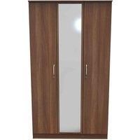 Ready Assembled Coventry Triple Mirror Wardrobe Noche Walnut
