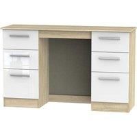 Goodland Ready Assembled Double Pedestal Desk White And Oak Effect