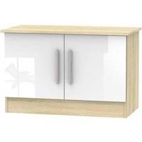 Ready Assembled Goodland Two Door TV Unit White and Oak Effect