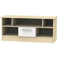Goodland Ready Assembled Open TV Unit With Drawer White and Oak Effect