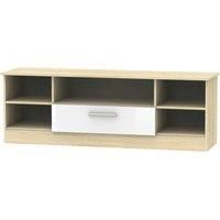 Goodland Ready Assembled Wide TV Unit With Drawer White and Oak Effect