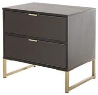 Messina 2 Drawer Bedside Table - Black