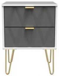 Shimmer 2 Drawer Bedside Table - Grey & White