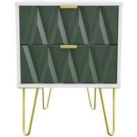 Copenhagen Ready Assembled Two Drawer Bedside Cabinet Green