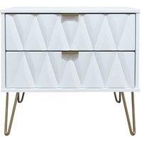 Ready Assembled Copenhagen Two Drawer Large Bedside Cabinet White