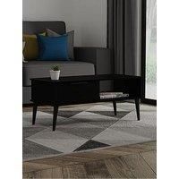 Hirato Ready Assembled 2 Drawer Lamp Table Pewter Black Wood Legs