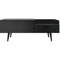 Ready Assembled Hirato 4 Drawer Low Sideboard Carini Walnut Black Wood Legs