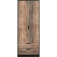 Hirato Ready Assembled 2 Door 2 Drawer Wardrobe Vintage Oak And Black