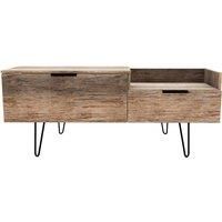 Hirato Ready Assembled TV Unit Vintage Oak With Black Metal Hairpin Legs