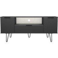 Hirato Ready Assembled Wide TV Unit Graphite With Black Metal Hairpin Legs