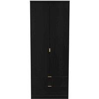 Hirato Ready Assembled 2 Door 2 Drawer Wardrobe Black
