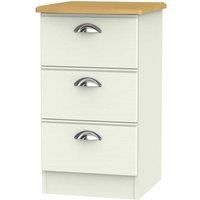 Ready Assembled Tilly 3 Drawer Bedside Cabinet Cream