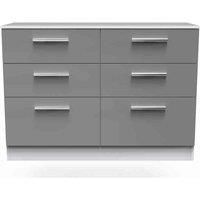 Ready Assembled Indices 6 Drawer Midi Chest - Dust Grey and White