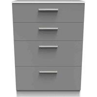 Ready Assembled Indices 4 Drawer Deep Chest - Dust Grey and White
