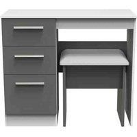 Ready Assembled Indices 2 Piece Set - Vanity and Stool - Dust Grey and White