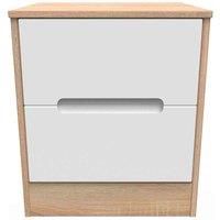 Welcome Furniture Ready Assembled Barquero 2 Drawer Locker - White Matt and Bardolino Oak